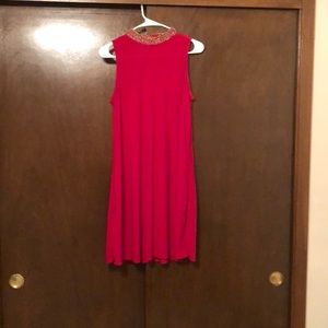 Red dress with gold collar